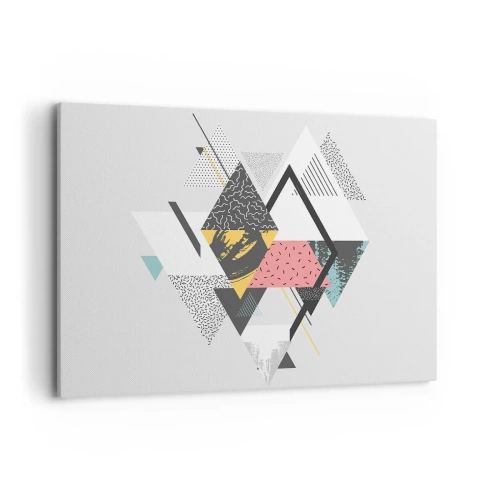 Obraz na płótnie - Geometryczne wzory na jasnym tle - 100x70cm - Wariacja na trójkąt i romb - Nowoczesna dekoracja ścienna do salonu, kuchni i sypialni ARTTOR