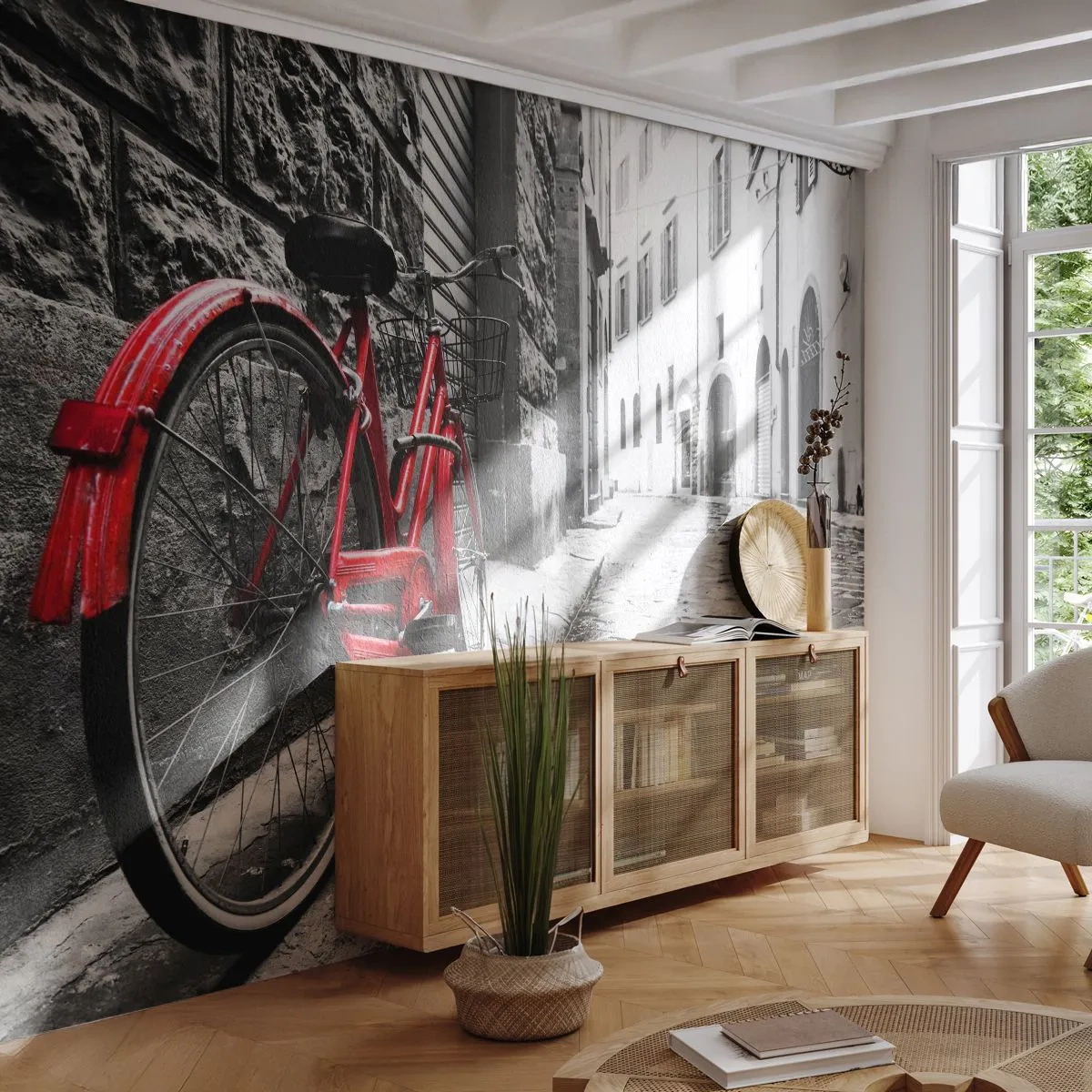 Fototapeta Samoprzylepna Deluxe Sticker - Prawdziwe piękno się nie starzeje - Miasto, Architektura, Rower - 250x175 cm