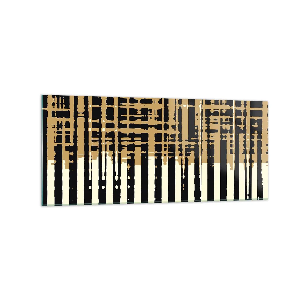 Obraz na szkle - Abstrakcyjne linie w kolorach czerni, beżu i bieli - 120x50cm - Architektoniczna abstrakcja - Nowoczesna dekoracja ścienna do salonu i sypialni ARTTOR