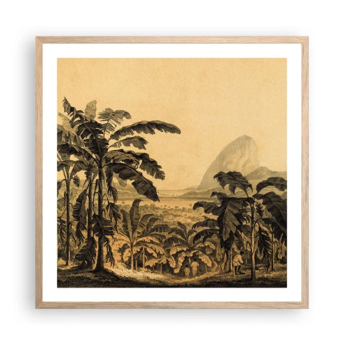 Plakat w ramie jasny dąb - w kolonialnym klimacie - 60x60 cm