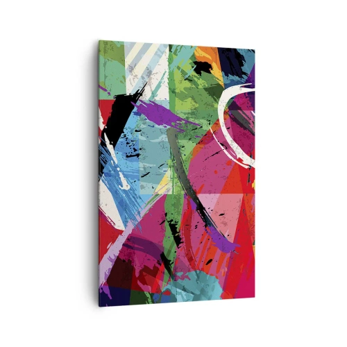 Obraz na płótnie - Kolorowa abstrakcja z dynamicznymi pociągnięciami pędzla - 80x120cm - Szybko, żywo i skocznie - Nowoczesna dekoracja ścienna do salonu i sypialni ARTTOR