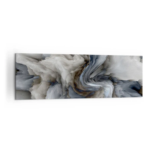 Obraz na płótnie - Abstrakcyjny wir w odcieniach szarości i błękitu - 160x50cm - Kamień i kwiat - Nowoczesna dekoracja ścienna do salonu i sypialni ARTTOR