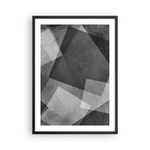 Plakat w czarnej ramie - Czarno-biała abstrakcja z geometrycznymi kształtami - 50x70cm - Odwieczny symbol trwałości i porządku - Nowoczesna dekoracja ścienna do salonu i sypialni ARTTOR