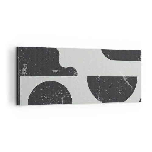 Obraz na płótnie - Geometryczne wzory w odcieniach czerni i szarości - 120x50cm - Kompozycja ponad i pod - Nowoczesna dekoracja ścienna do salonu i sypialni ARTTOR