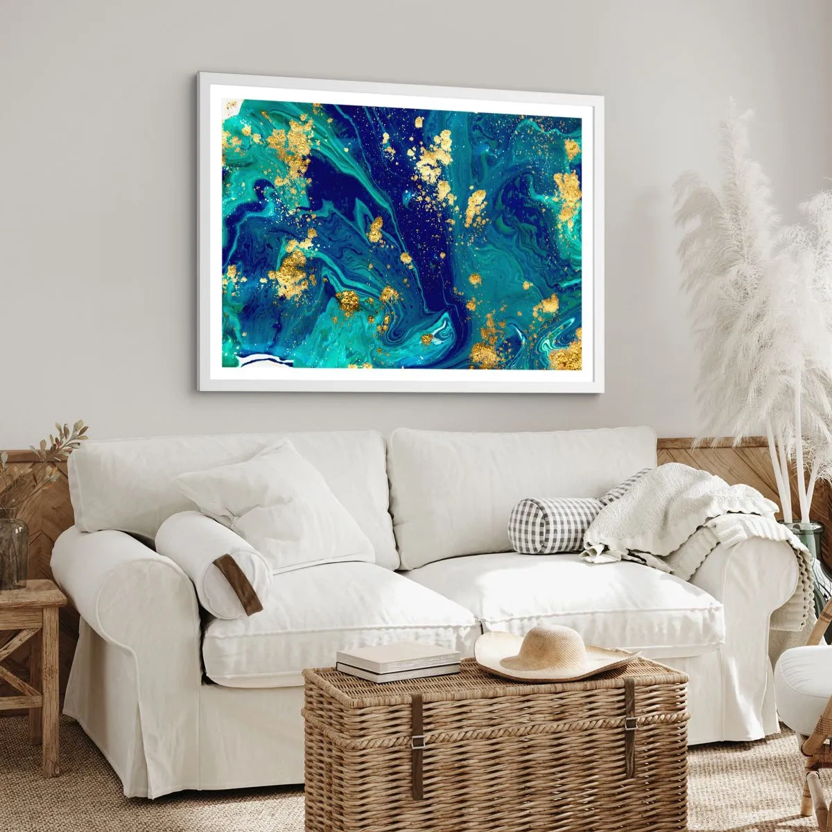 Plakat w białej ramie - Płatki słońca - 100x70 cm