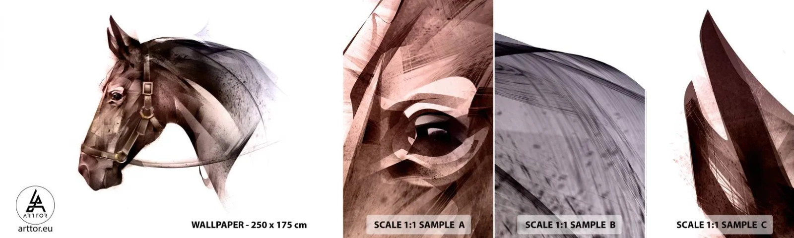 Fototapeta Próbka Samoprzylepna Deluxe Sticker - Co za wdzięk - Zwierzęta, Głowa Konia, Koń - 100x30 cm