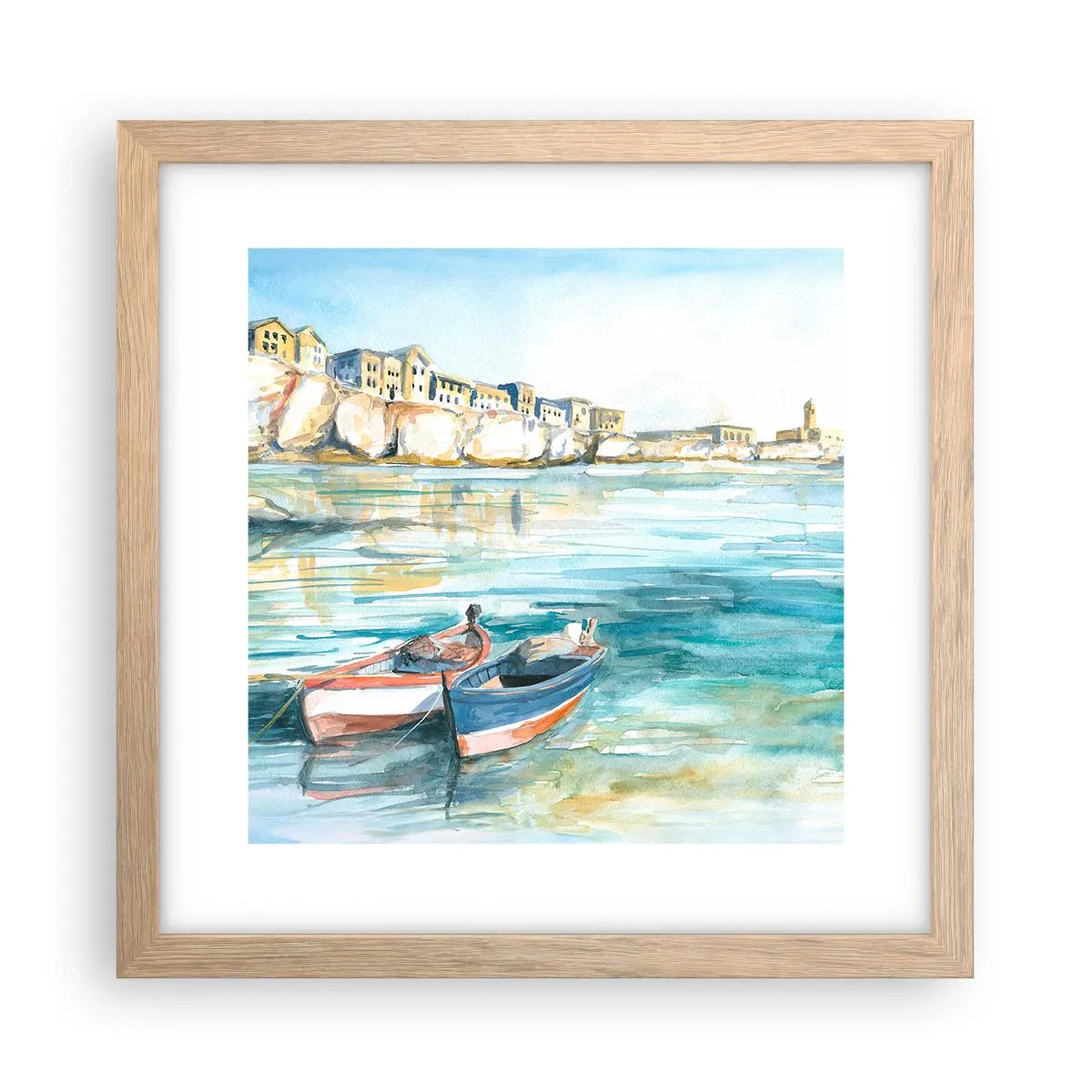 Plakat w ramie jasny dąb - Pejzaż w lazurze - 30x30 cm