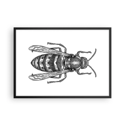 Plakat w czarnej ramie - Rysunkowy motyw osy na białym tle w stylu minimalistycznym - 70x50cm - Z owadziej planety - Nowoczesna dekoracja ścienna do salonu i sypialni ARTTOR