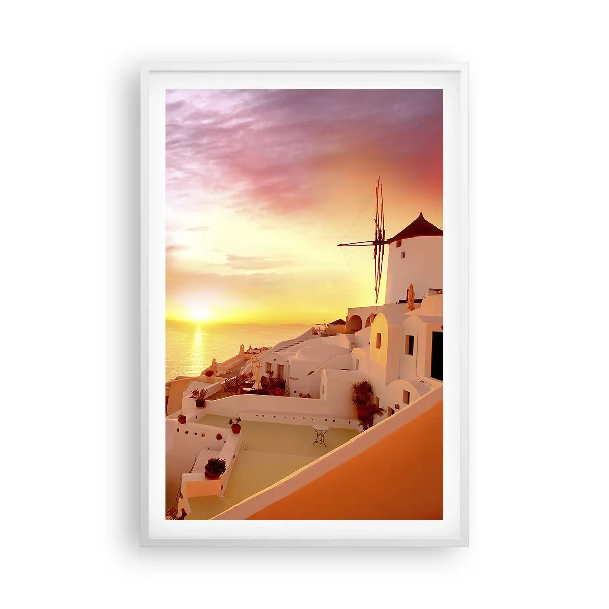 Plakat w białej ramie - Rozpłynąć się w bieli i złocie - 61x91 cm