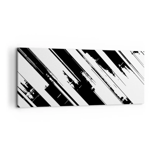 Obraz na płótnie - Czarno-białe linie i geometryczne wzory w nowoczesnym stylu - 120x50cm - Kompozycja intensywna i dynamiczna - Nowoczesna dekoracja ścienna do salonu i sypialni ARTTOR