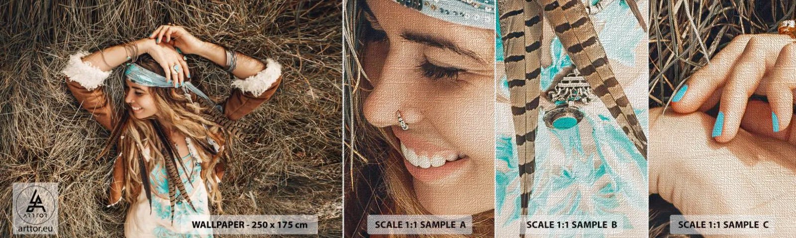 Fototapeta Próbka Premium Canvas - W drodze do lata miłości - Boho, Kobieta, Biżuteria - 100x30 cm