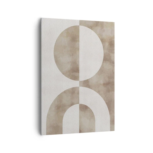 Obraz na płótnie - Minimalistyczna grafika geometryczna w odcieniach beżu i bieli. - 50x70cm - Podobieństwa i różnice - Nowoczesna dekoracja ścienna do salonu, kuchni i sypialni ARTTOR
