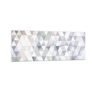 Obraz na szkle - Geometryczny wzór z trójkątów w pastelowych odcieniach - 140x50cm - W rytmie na trzy - Nowoczesna dekoracja ścienna do salonu i sypialni ARTTOR