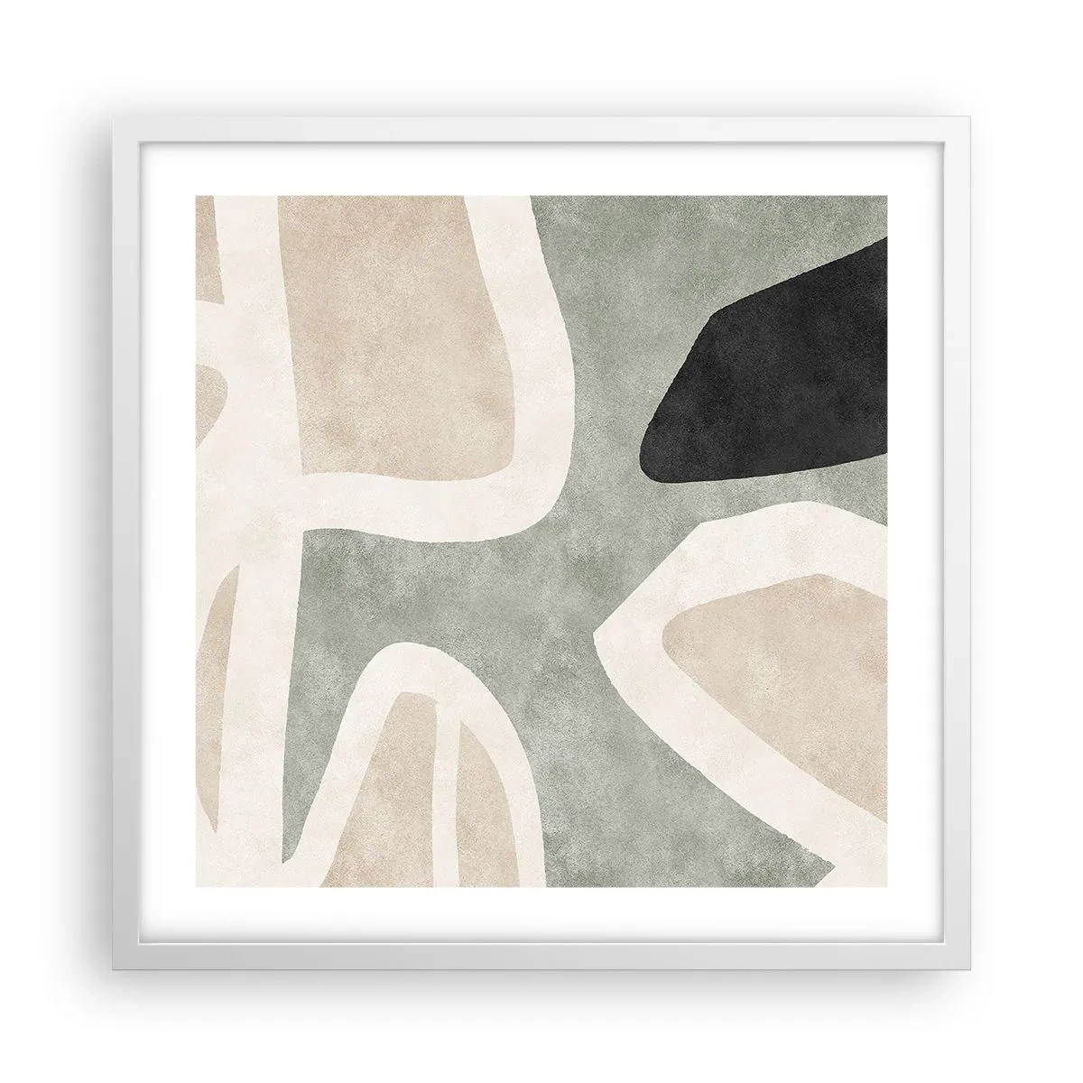 Plakat w białej ramie - Kompozycja z motywem czerni - 50x50 cm