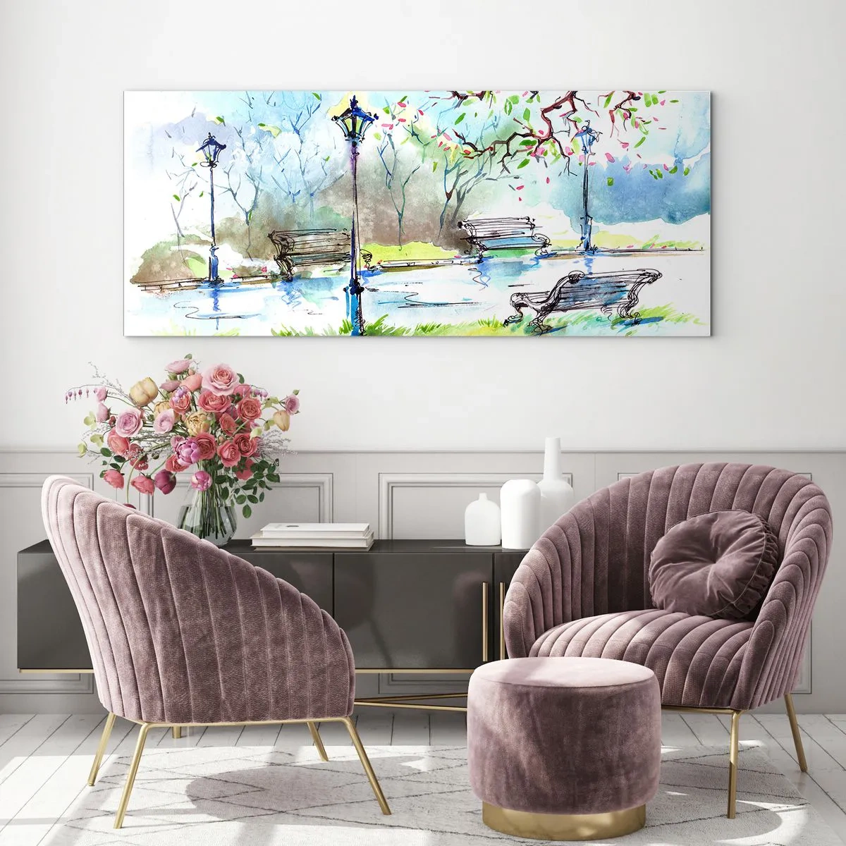 Obraz na szkle - Czar parkowej ciszy - 90x30 cm