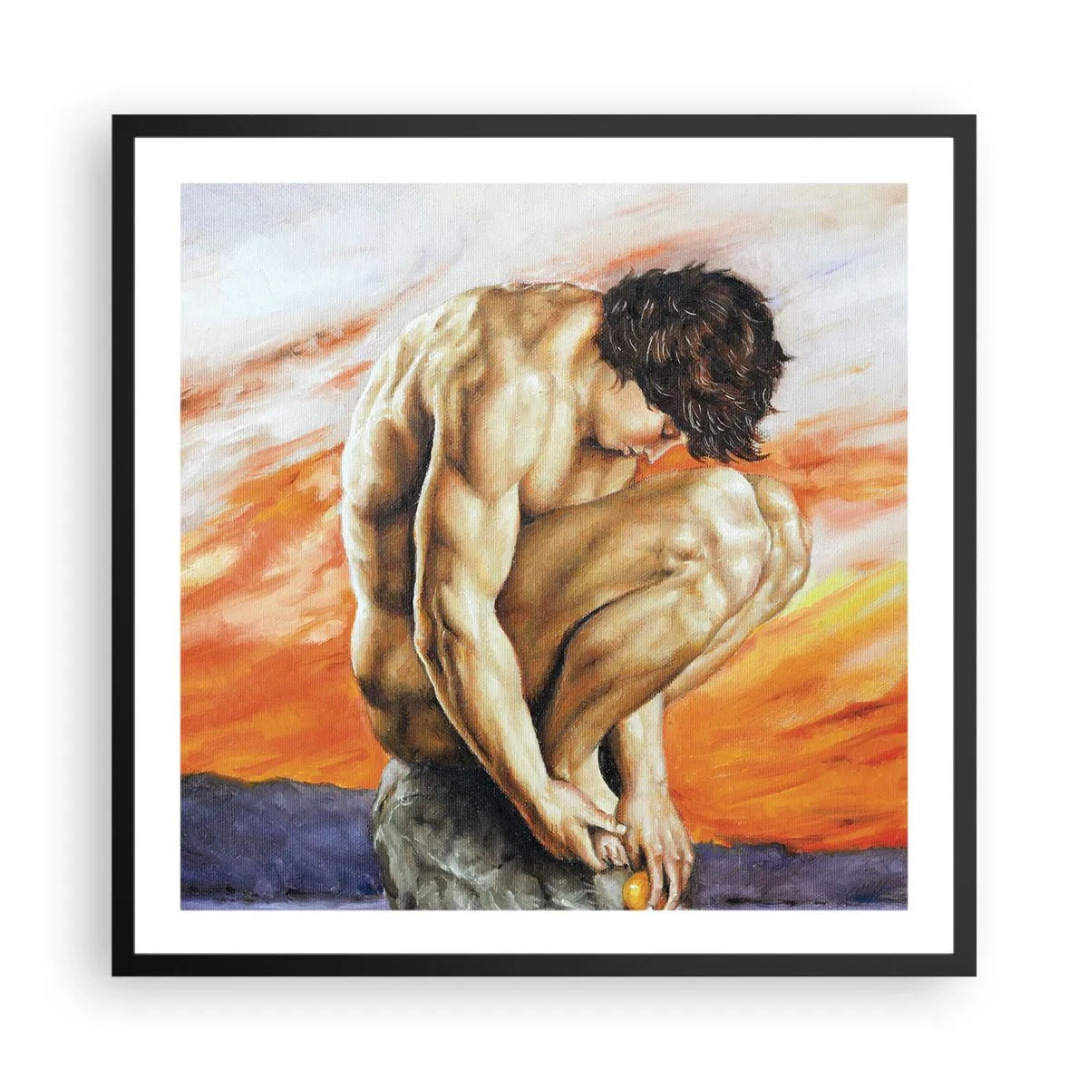 Plakat w czarnej ramie - Zatopiony w sobie - 60x60 cm