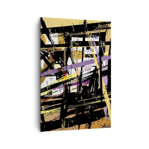 Obraz na płótnie - Abstrakcyjne linie i kształty na tle w odcieniach beżu - 70x100cm - Ostre cięcie - Nowoczesna dekoracja ścienna do salonu i sypialni ARTTOR