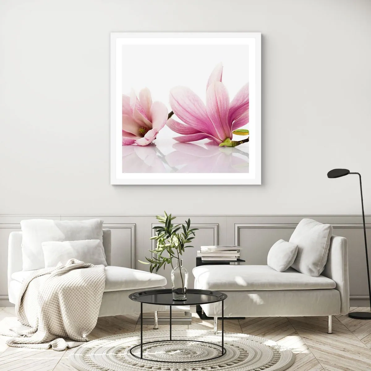 Plakat w białej ramie - Delikatne jak powiew wiosny - 50x50 cm