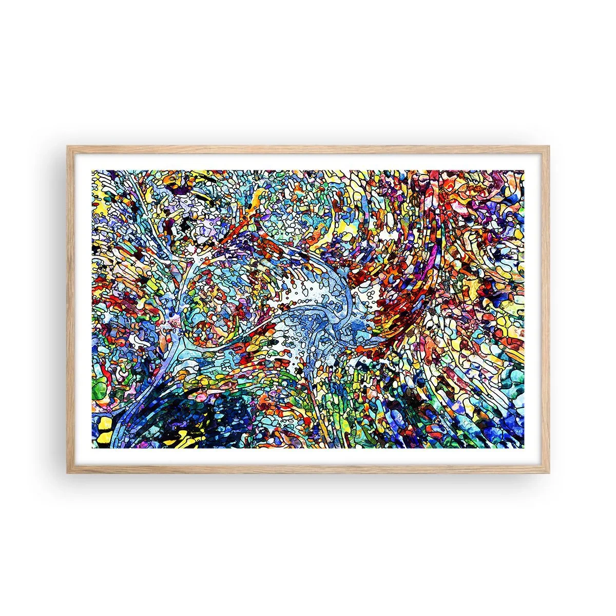 Plakat w ramie jasny dąb - Witraż kroplisty - 91x61 cm