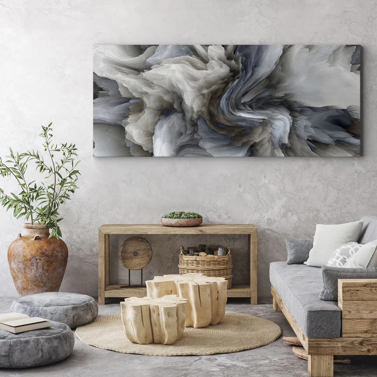 Obraz na płótnie - Kamień i kwiat - 100x40 cm