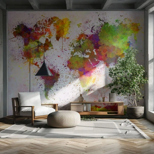 Fototapeta Premium Canvas - Jakoś tak samo wyszło - Mapa Świata, Kontynenty, Sztuka - 250x175 cm