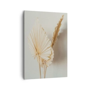 Obraz na płótnie - Suszone liście palmowe w neutralnych odcieniach beżu i brązu - 50x70cm - Gdy potrzebne ukojenie - Nowoczesna dekoracja ścienna do salonu, kuchni i sypialni ARTTOR
