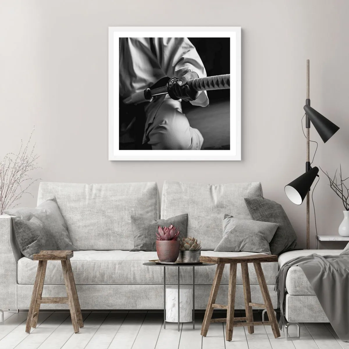 Plakat w białej ramie - Dusza wojownika - 60x60 cm