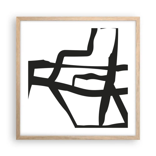 Plakat w ramie jasny dąb - Czarno-biała konstrukcja - 50x50 cm