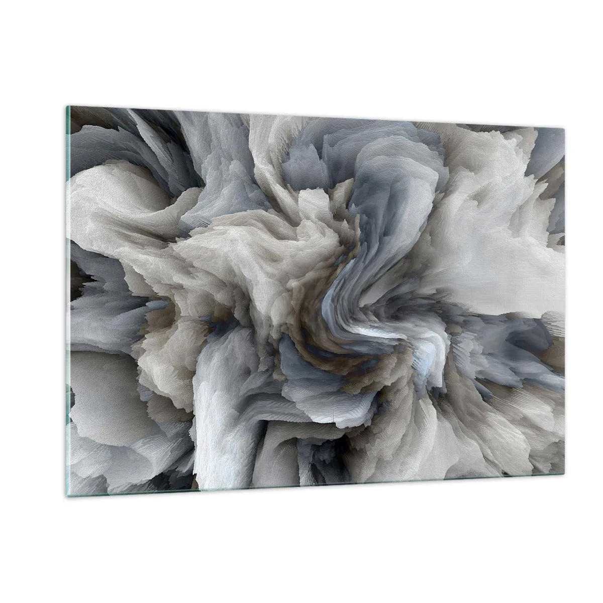 Obraz na szkle - Abstrakcyjna kompozycja przypominająca wirujące pióra - 120x80cm - Kamień i kwiat - Nowoczesna dekoracja ścienna do salonu, kuchni i sypialni ARTTOR