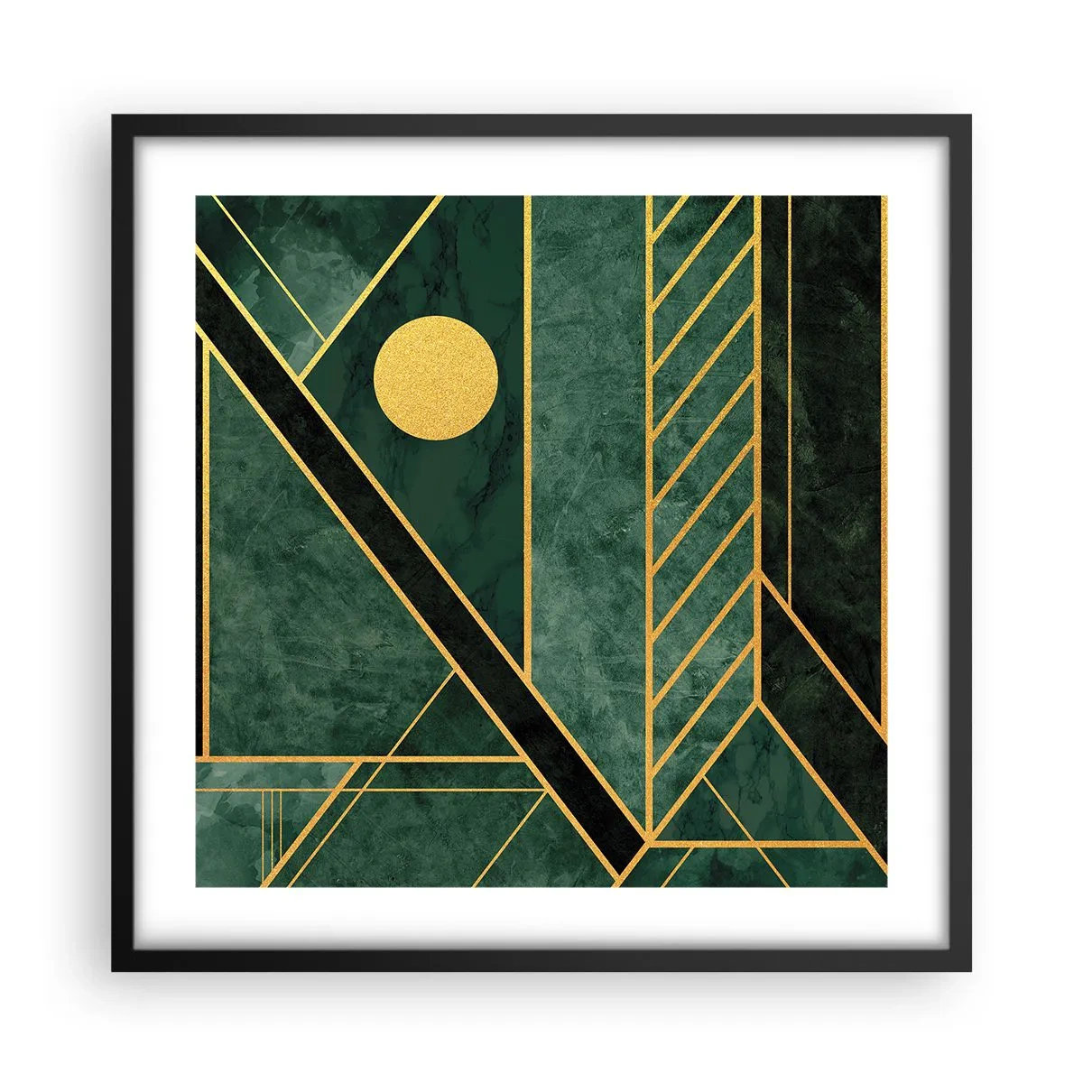 Plakat w czarnej ramie - Dynamika złota i lazuru - 50x50 cm