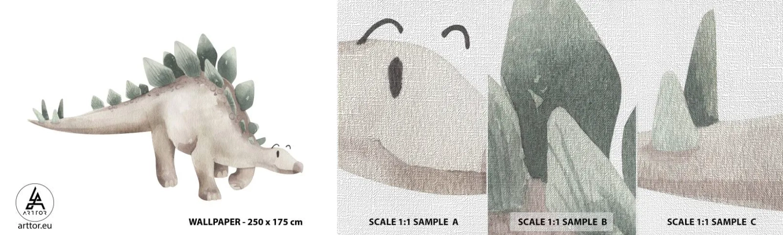 Fototapeta Próbka Premium Canvas - Wasz przyjaciel - Dinozaur, Dziecięcy, Stegozaur - 100x30 cm