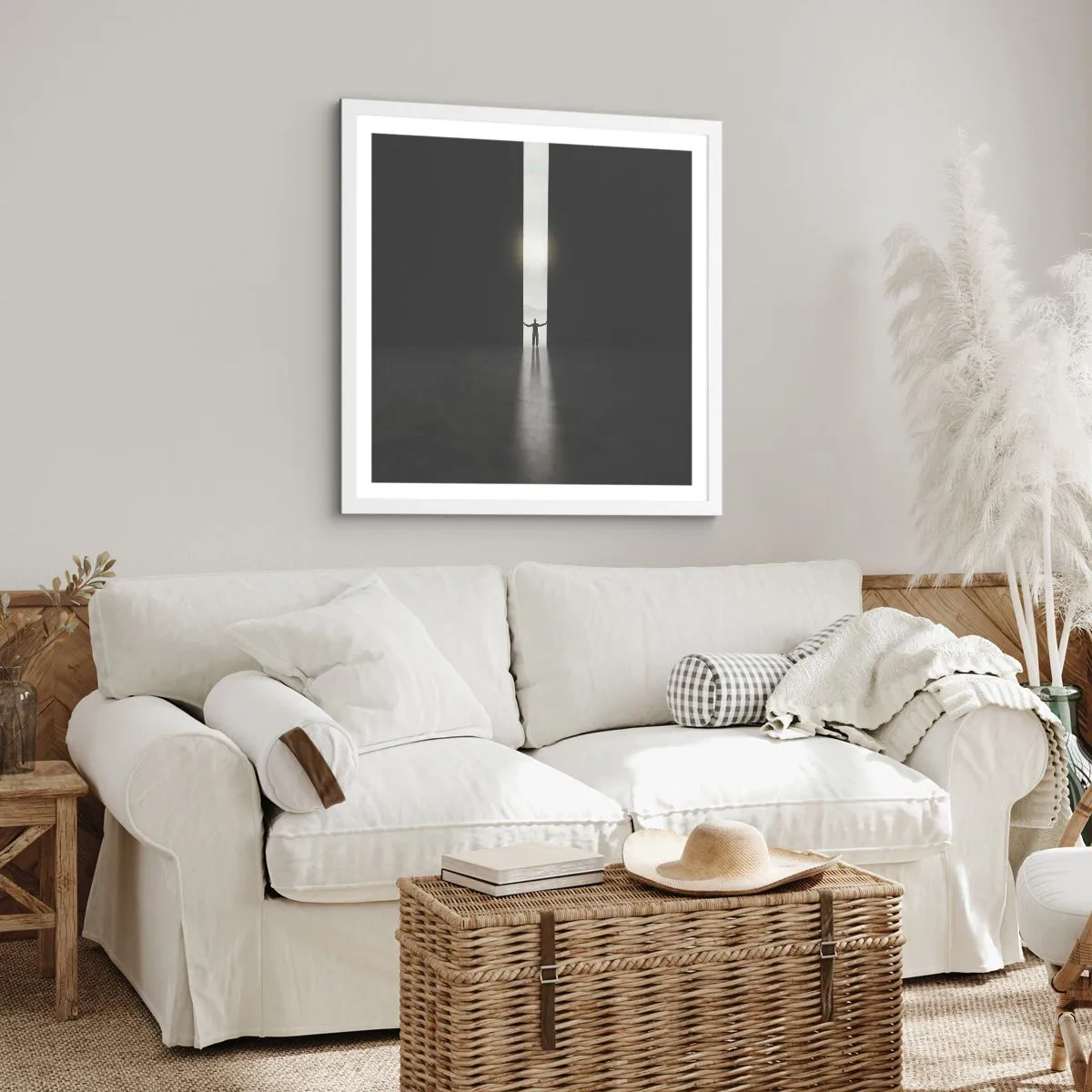 Plakat w białej ramie - Krok do jasnej przyszłości - 60x60 cm