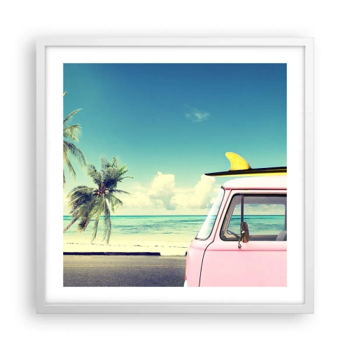 Plakat w białej ramie - Wakacje czas zacząć - 50x50 cm