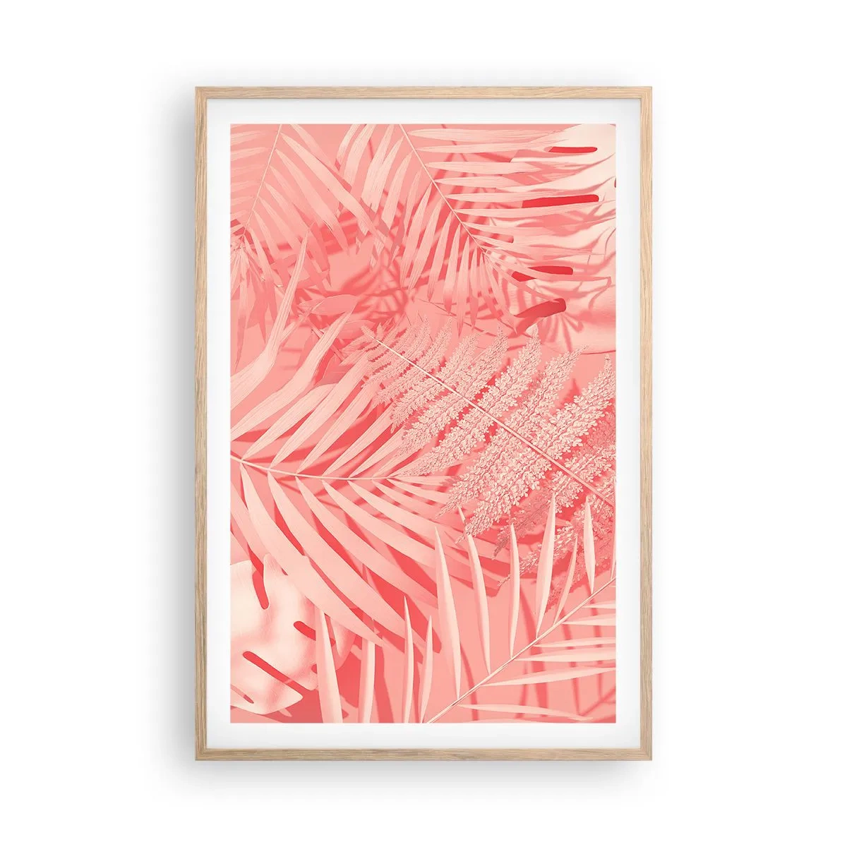 Plakat w ramie jasny dąb - Różowy koncept - 61x91 cm