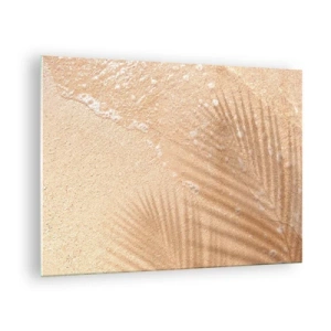 Obraz na szkle - Plaża i cień na piasku - 70x50cm - Cień gorącego lata - Nowoczesna dekoracja ścienna do salonu i sypialni ARTTOR