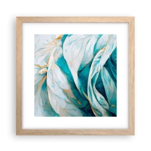 Plakat w ramie jasny dąb - Błękitna abstrakcja z motywem złota - 30x30 cm