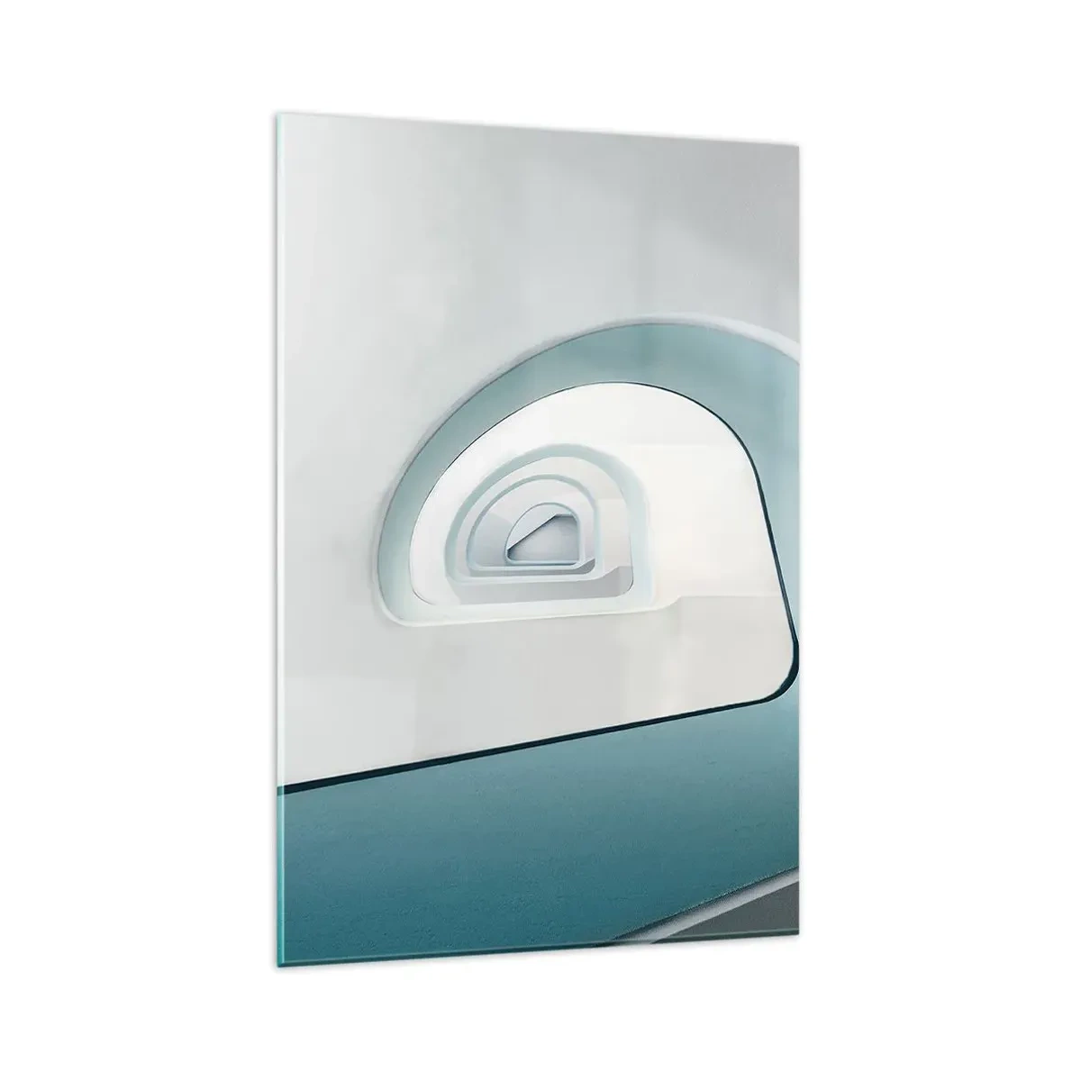 Obraz na szkle - Minimalistyczna architektura z zaokrąglonymi liniami - 80x120cm - Do dna błękitu - Nowoczesna dekoracja ścienna do salonu i sypialni ARTTOR