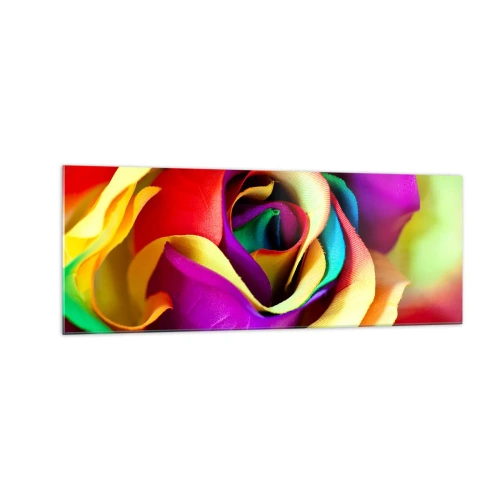 Obraz na szkle - Barwna róża w tęczowych odcieniach - 140x50cm - To niemożliwe - Nowoczesna dekoracja ścienna do salonu i sypialni ARTTOR
