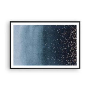 Plakat w czarnej ramie - Kompozycja – niebieskie fazy - 91x61 cm