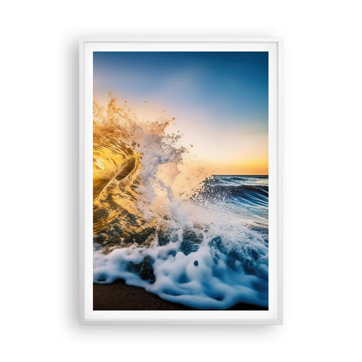 Plakat w białej ramie - Zabawa na piasku - 70x100 cm