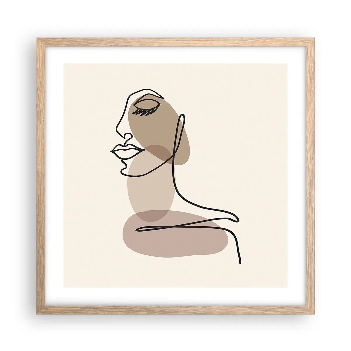 Plakat w ramie jasny dąb - Pewna linia piękna - 50x50 cm