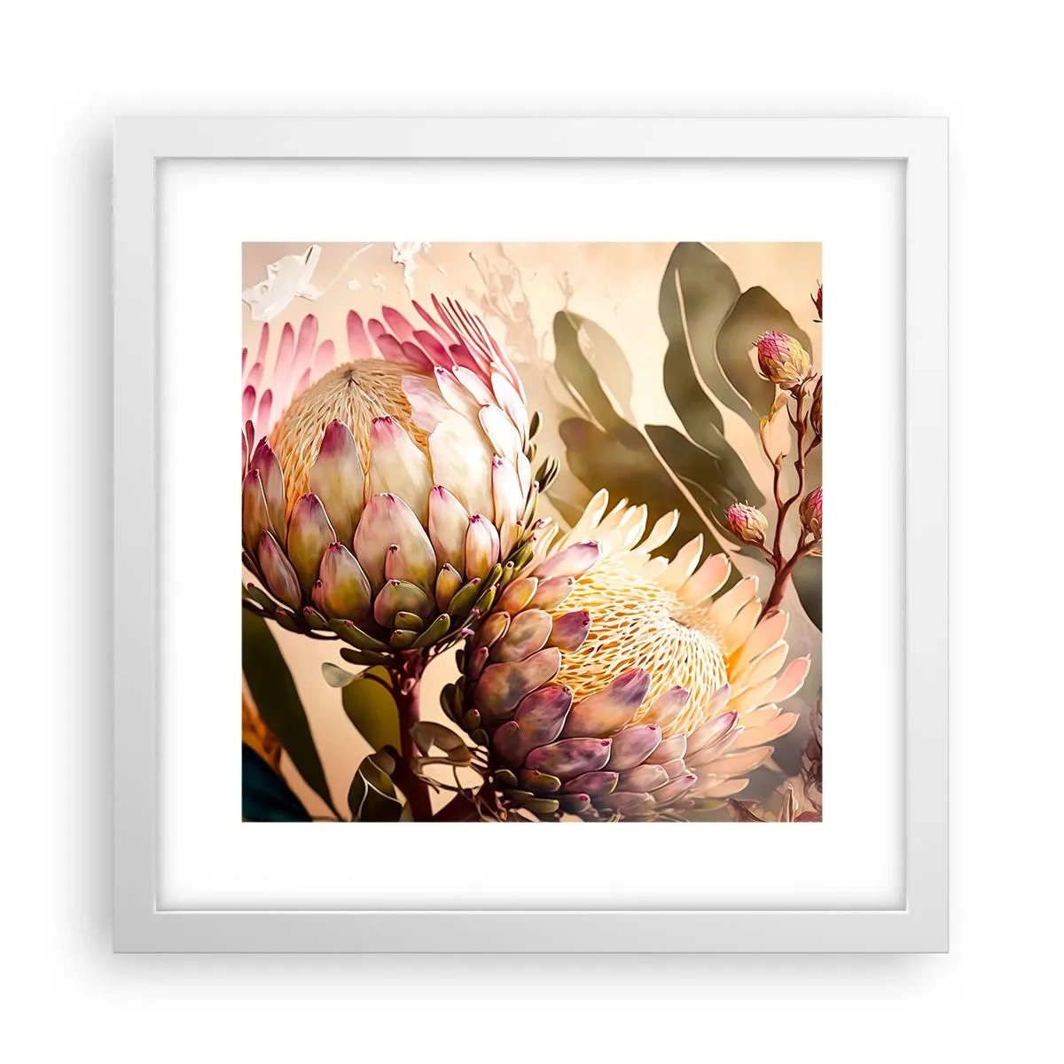 Plakat w białej ramie - Czule objęte - 30x30 cm