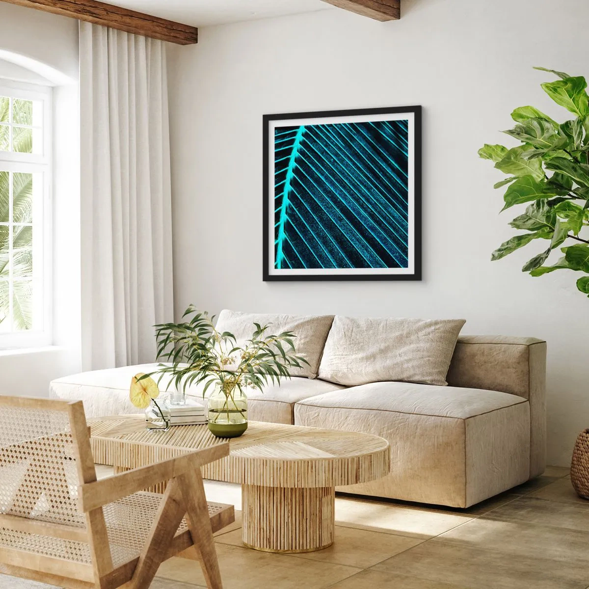 Plakat w czarnej ramie - Faktura zieleni - 60x60 cm