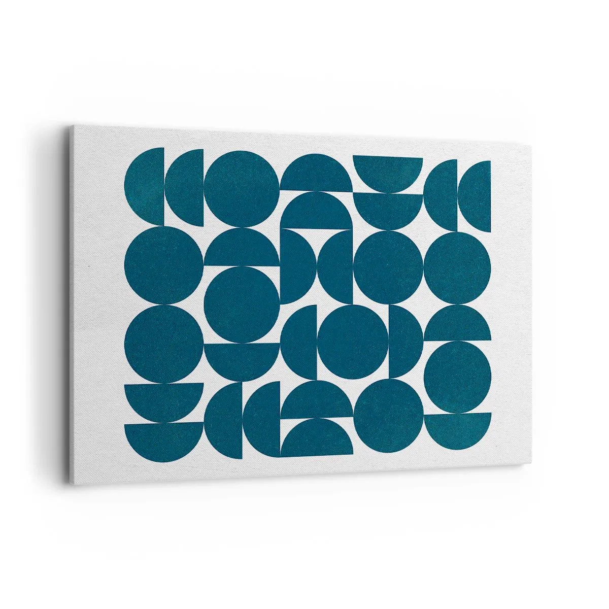 Obraz na płótnie - Geometryczne kształty w odcieniach granatu na białym tle - 100x70cm - Koła i półkola - Nowoczesna dekoracja ścienna do salonu, kuchni i sypialni ARTTOR