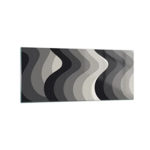 Obraz na szkle - Czarno-białe faliste wzory w odcieniach szarości - 120x50cm - Fala za falą - Nowoczesna dekoracja ścienna do salonu i sypialni ARTTOR