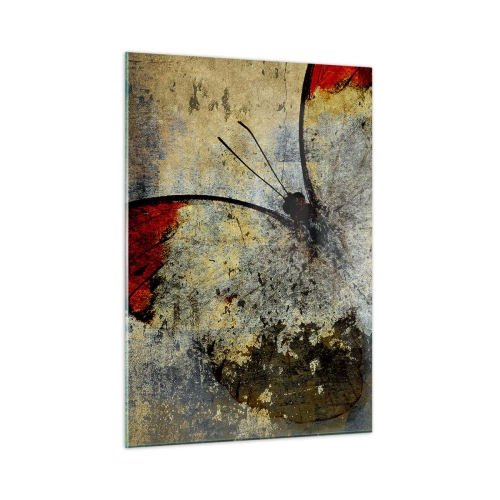 Obraz na szkle - Abstrakcyjny motyl na tle postarzałego tła - 50x70cm - Patrz, zanim zniknę - Nowoczesna dekoracja ścienna do salonu, kuchni i sypialni ARTTOR