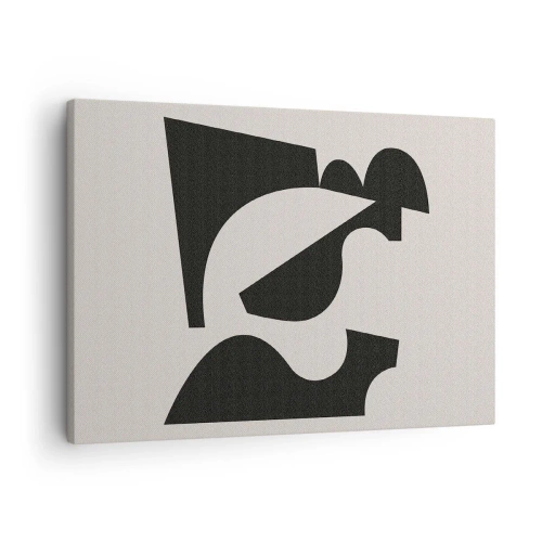 Obraz na płótnie - Abstrakcyjna kompozycja geometryczna w czerni i bieli - 70x50cm - Do samodzielnego składania - Nowoczesna dekoracja ścienna do salonu i sypialni ARTTOR