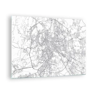 Obraz na szkle - Mapa Rzymu z wyraźnym okrężnym układem dróg - 70x50cm - Rzymski krąg - Nowoczesna dekoracja ścienna do salonu i sypialni ARTTOR