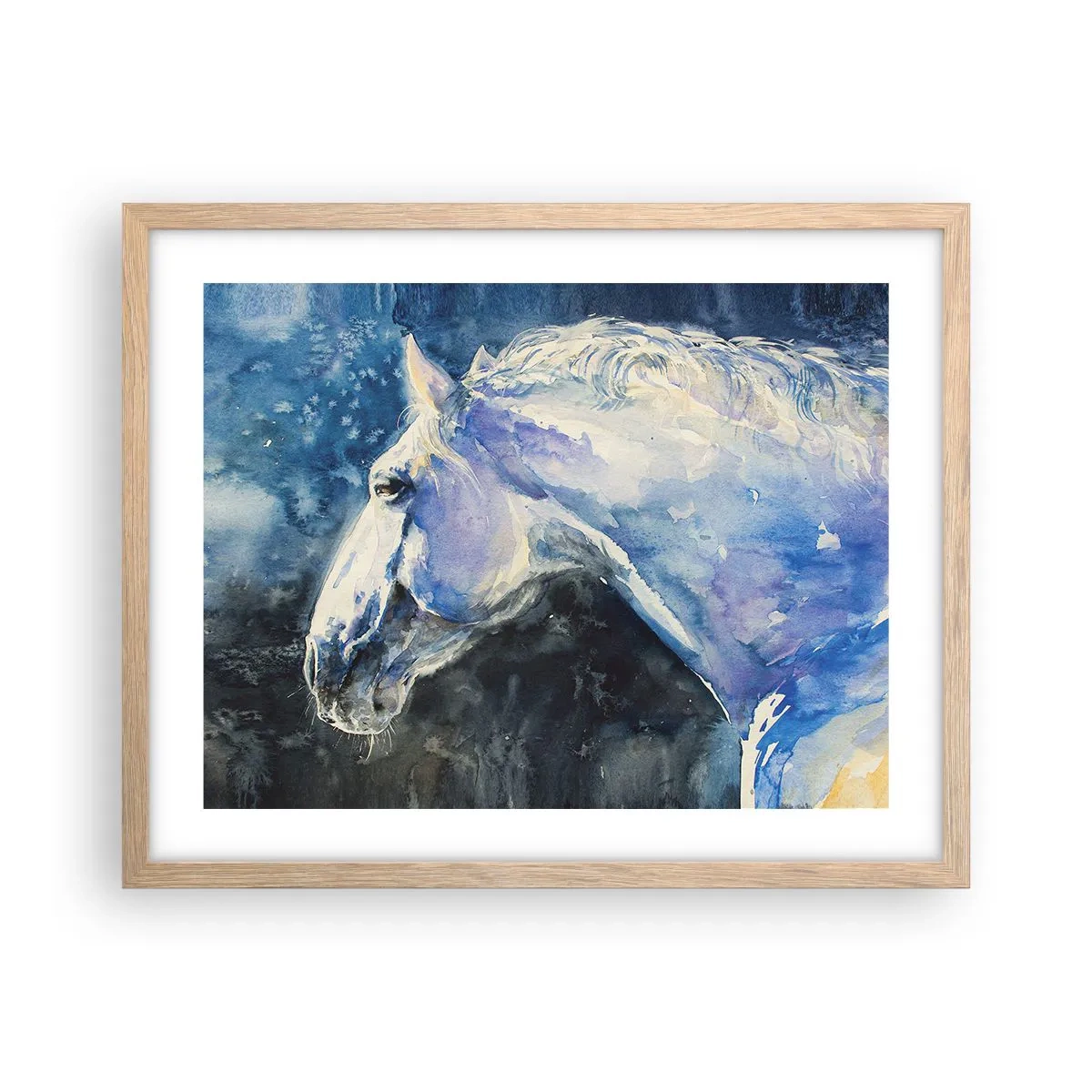 Plakat w ramie jasny dąb - Portret w błękitnej poświacie - 50x40 cm