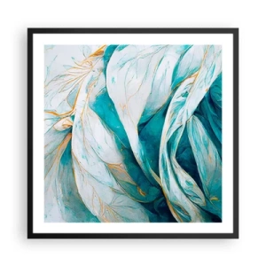 Plakat w czarnej ramie - Błękitna abstrakcja z motywem złota - 60x60 cm